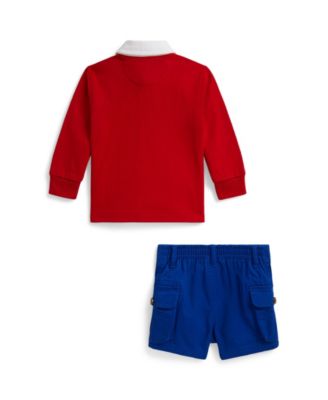 Baby Boys' Triple-Pony Rugby Shirt and Shorts, 2-Piece Set