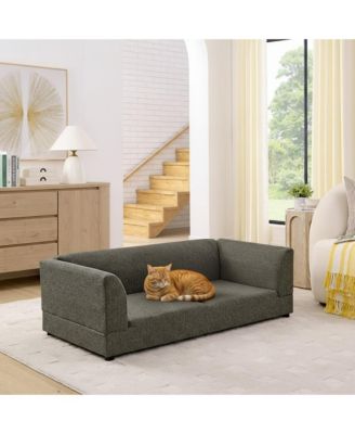 Oversized Pet Sofa for Medium/Large Dogs, Dark Gray, 56.5"26"17" - Backrest, Armrests, Soft Cushion