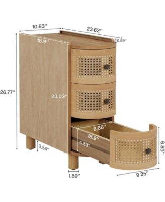 3-Drawer Rattan Side Table, No Assembly Required