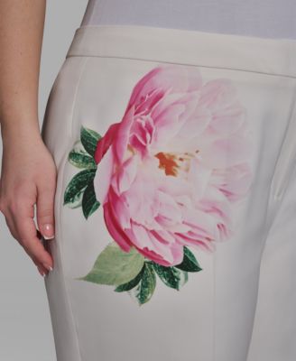 Plus Size Placed Floral Wide-Leg Pants