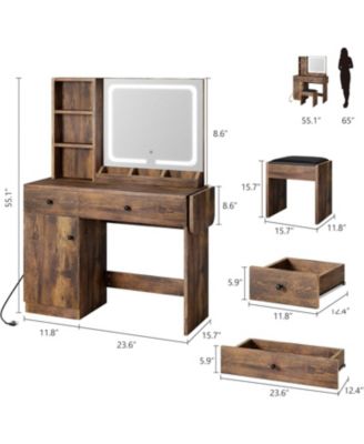 Makeup Vanity Desk Mirror and Lights - Vanity Table Set for Bedrooms, Apartments, Easy to Assemble