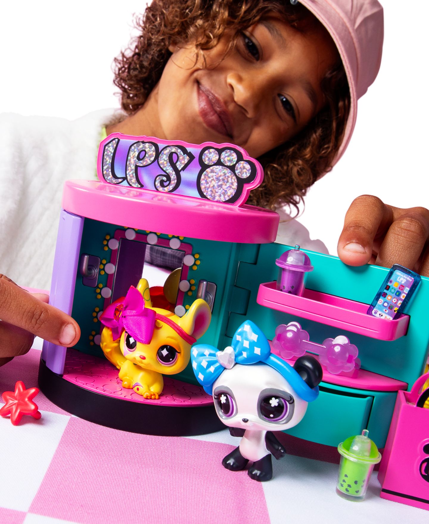 Детский игровой набор Littlest Pet Shop Bobblin' Pets Spin & Style Boutique Folds-Up 4-Pet Playset, Ages 4+ — фото 8