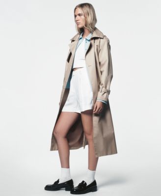 Women’s Long Double-Breasted Belted Trench Coat