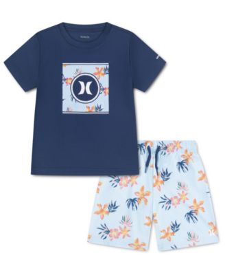 Boys' 4-7 Tropical Floral Swim T-Shirt and Shorts, 2-Piece Set