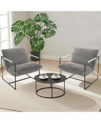 Modern Plush Sling Accent Chair, Shredded Foam Upholstery & Sturdy Metal Frame, Comfy Lounge Chair for Home