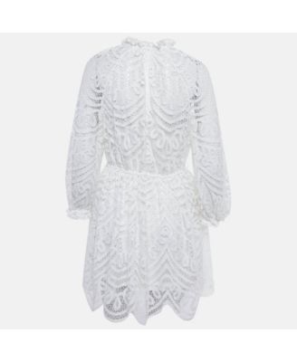 Women's White Battenburg Lace Bonita Mini Dress