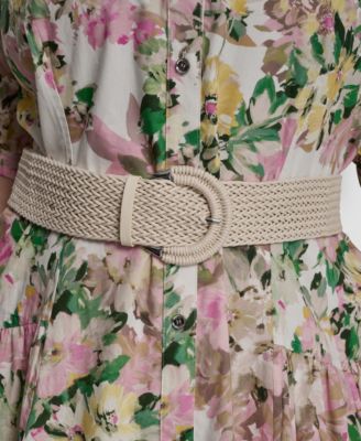 Plus Size Drop Waist Collared Shirtdress