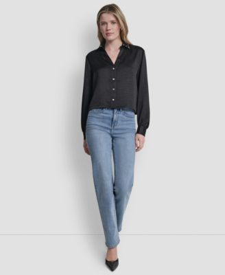 Women's Studded Collar Y-Neck Shirt