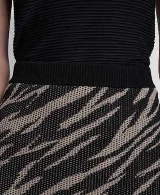 Women's Pointelle Jacquard Animal Print Pull-On Sweater Skirt