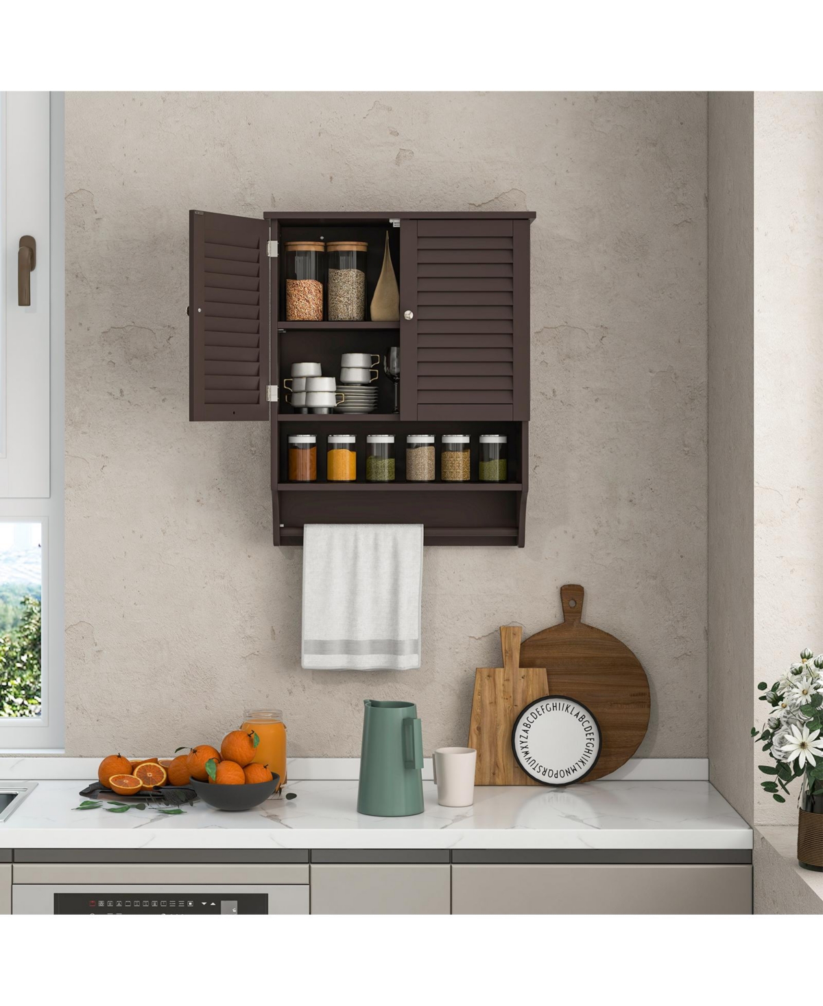sumyeg 2-Door Wall Mounted Bathroom Medicine Cabinet with Towel Bar