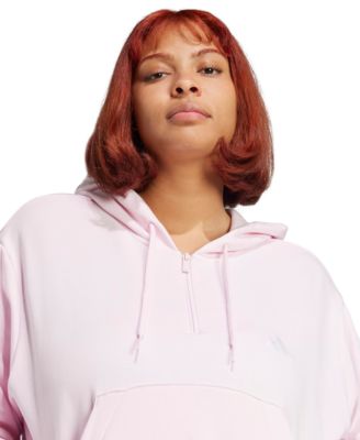 Plus Size Essentials 3-Stripes French Terry Sportswear Quarter-Zip Hoodie