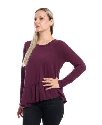Women's Raglan Long Sleeve Asymmetric Peplum