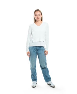 Women's Mixed Media Double Layer Long Sleeve