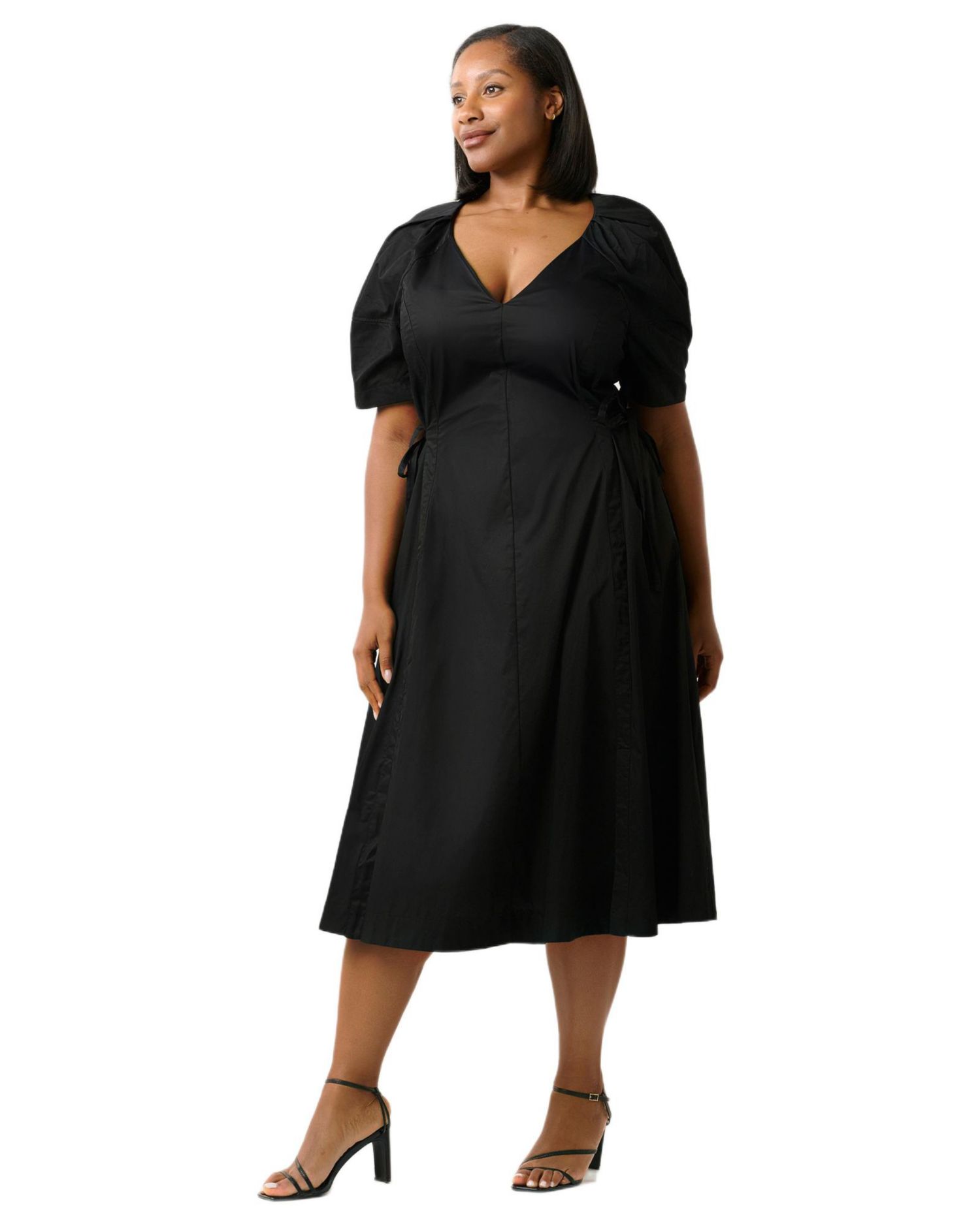 Women's Kyah Cotton V-Neck Tie Raglan Midi Dress