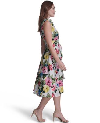 Women's Floral A-Line Midi Dress