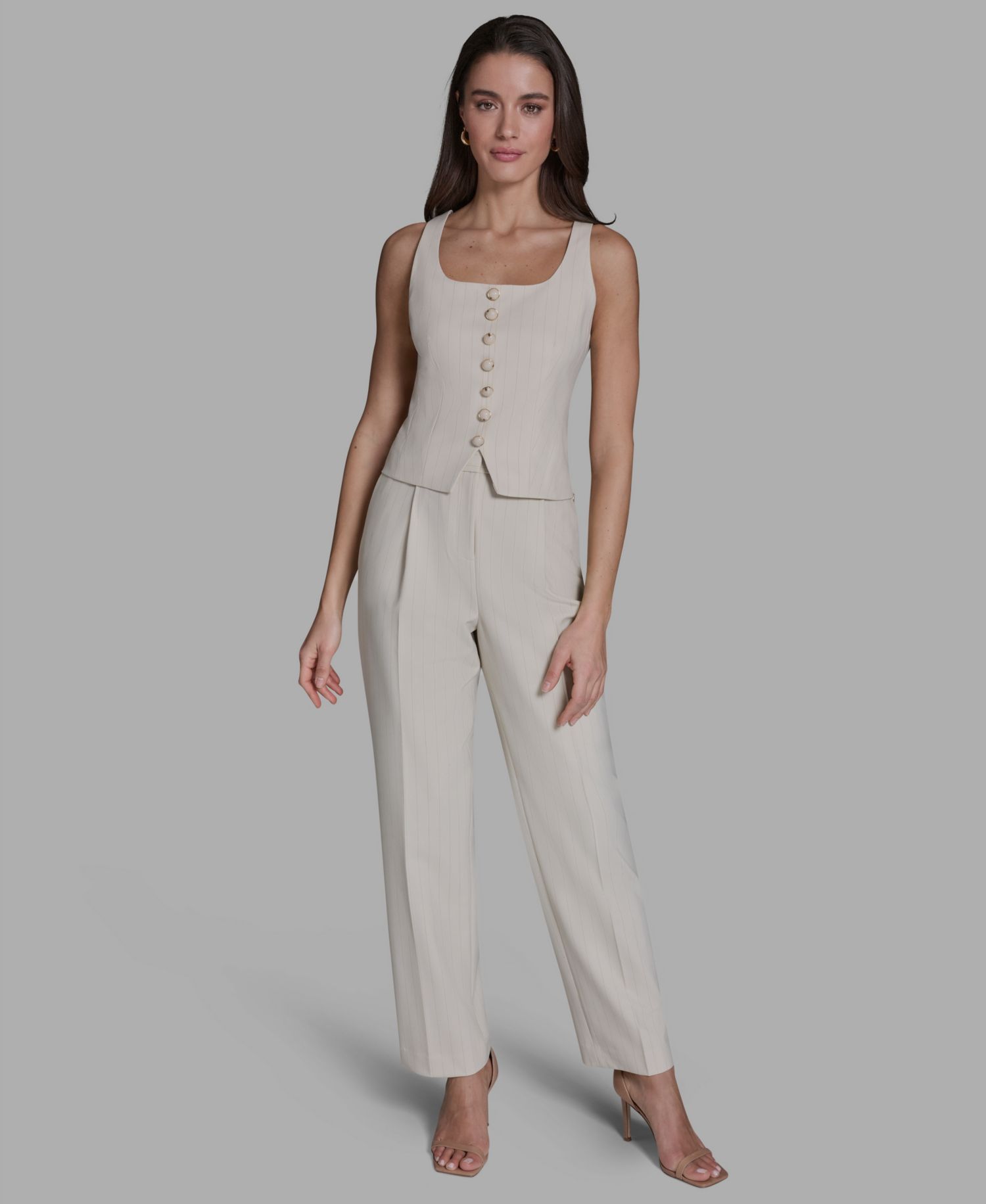 Women's Pinstripe Button-Front Vest