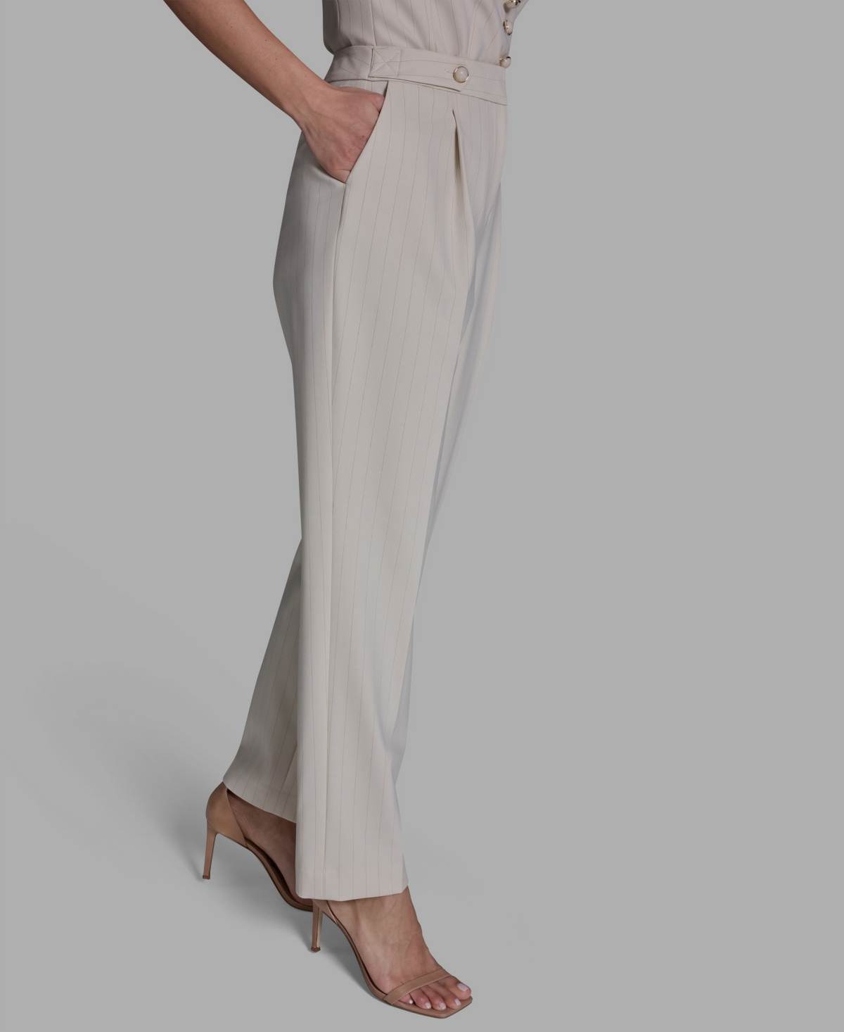 Bcbg Women's Pinstripe Pleated Mid Rise Pants