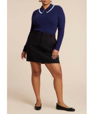Women's Plus Size Double Collared Sweater