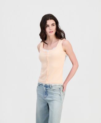 Juniors' Layered Button-Front Tank Top