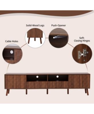  78" Storage Cabinet TV Stand with Solid Wood Legs