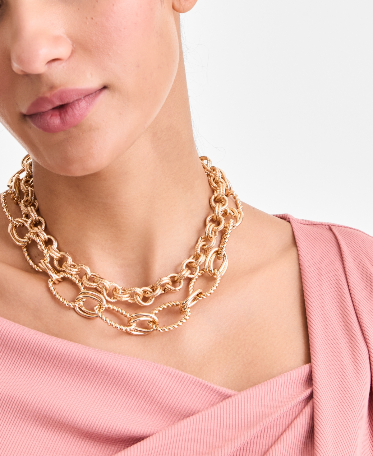 I.n.c. International Concepts Chunky Chain Layered Collar Necklace, 15-1/2" + 3" extender, Macy's Exclusive