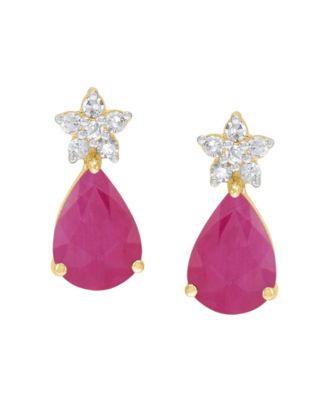 Sapphire (1-3/4 ct. t.w.) & Diamond (1/10 ct. t.w.) Drop Earrings in 10k White Gold (Also Available in Emerald, Ruby)