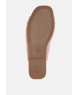 Rag and Co Womens Daisy Doe Raffia Square Toe Flats