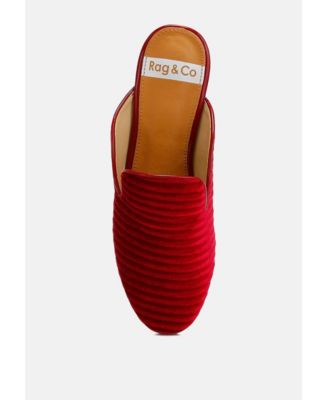 Womens Ouzini Velvet Textured Slip On Mules
