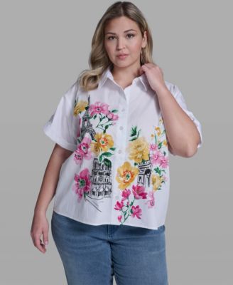 Plus Size Floral Short-Sleeve Top