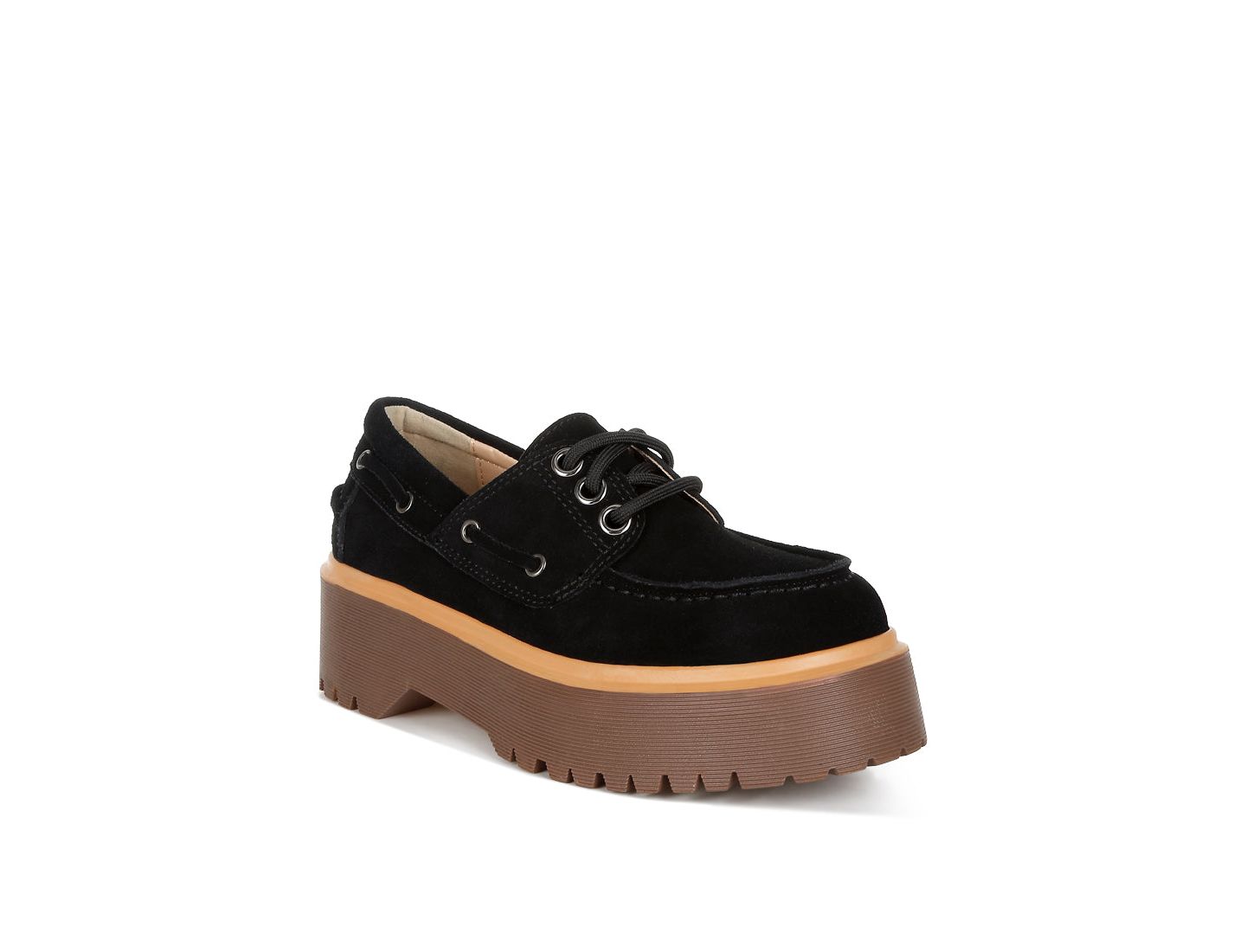 Женские туфли Rag & Co Cuckatoos Chunky Suede Oxford, цвет: Чёрный — фото 4