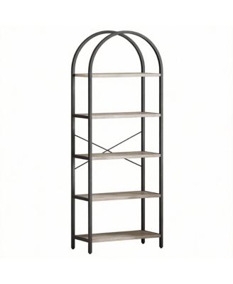 5 Tier Arched Bookshelf - Modern Design, Sturdy Metal Frame, Multi-Functional