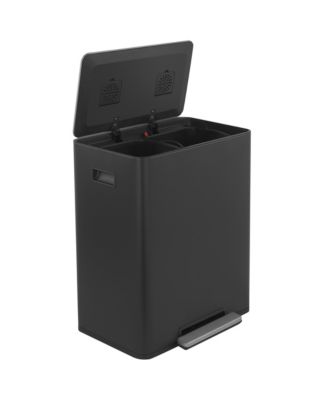 15.6 Gallon Rectangular Stainless Steel Step on With Two 30 Liter Compartments Trash Can