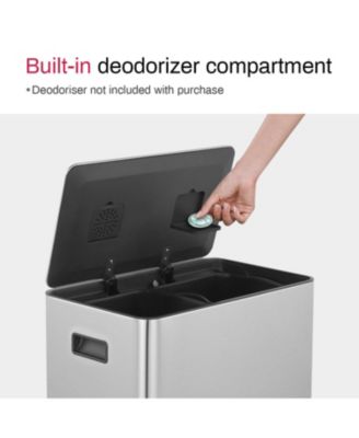 15.6 Gallon Rectangular Stainless Steel Step on With Two 30 Liter Compartments Trash Can