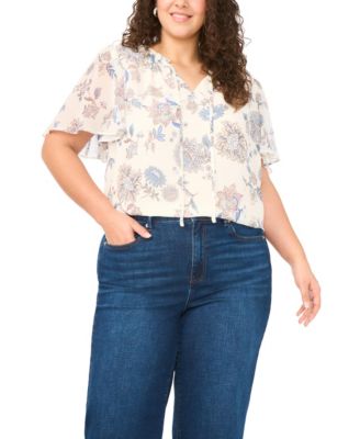 Plus Size V-Neck Princess Sleeve Top
