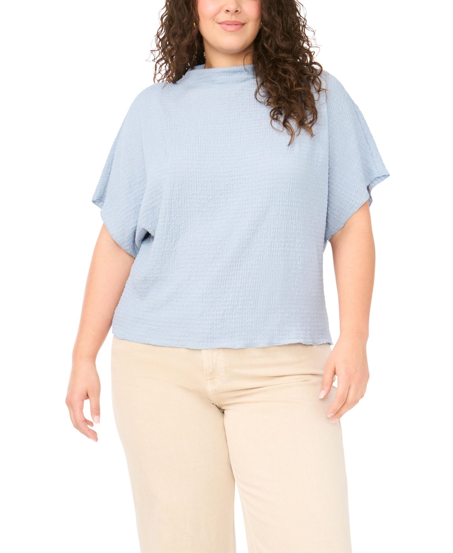 Женский топ Vince Camuto Plus Size Cowl Neck Boxy Top, цвет: Небесно-голубой — фото 1