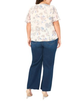 Plus Size V-Neck Princess Sleeve Top