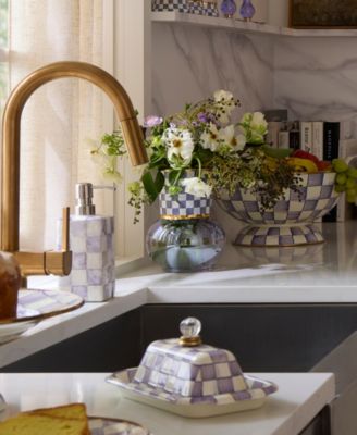 Violet Check Glass Vase