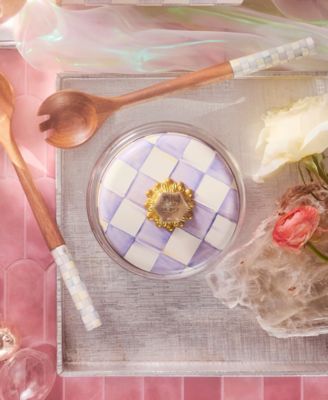 Violet Check Large Handmade Kitchen Canister