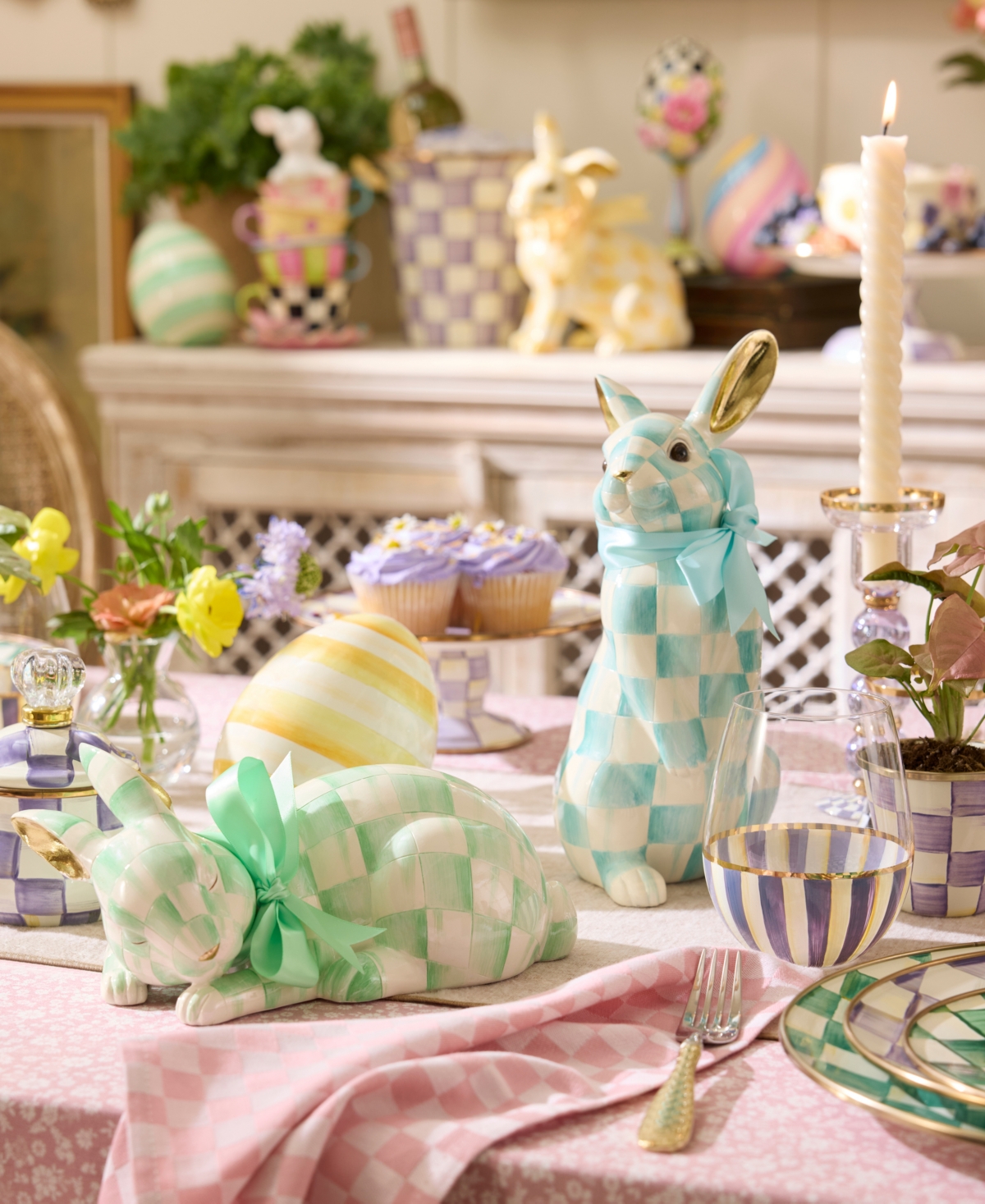 MacKenzie-Childs Violet Stripe Stemless Wine Glass