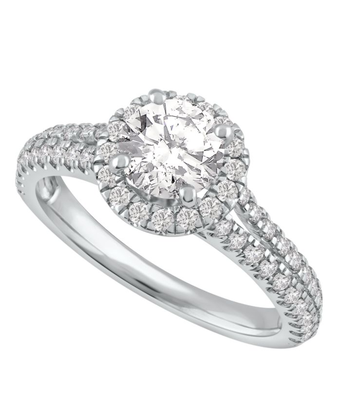 GIA Certified Diamonds Halo Engagement Ring (1-1/4 ct. t.w.) in 14k
