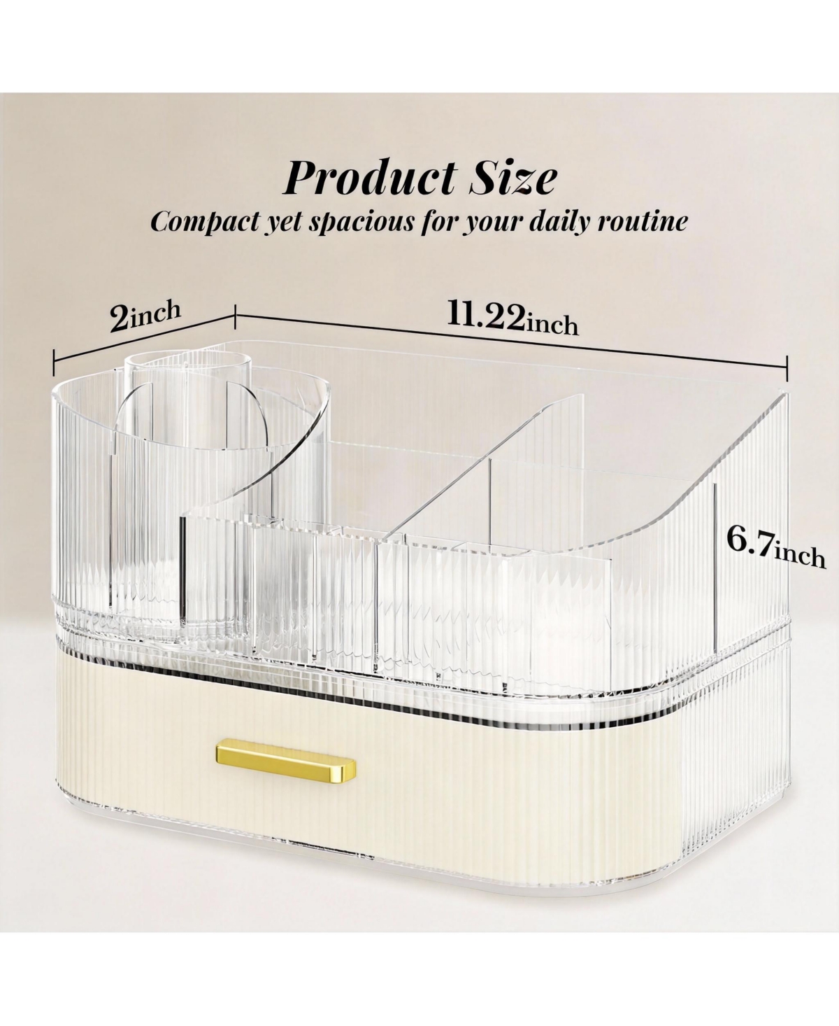 Yigii Large Capacity Makeup Organizer with 360° Silent Rotation & Stackable Drawers