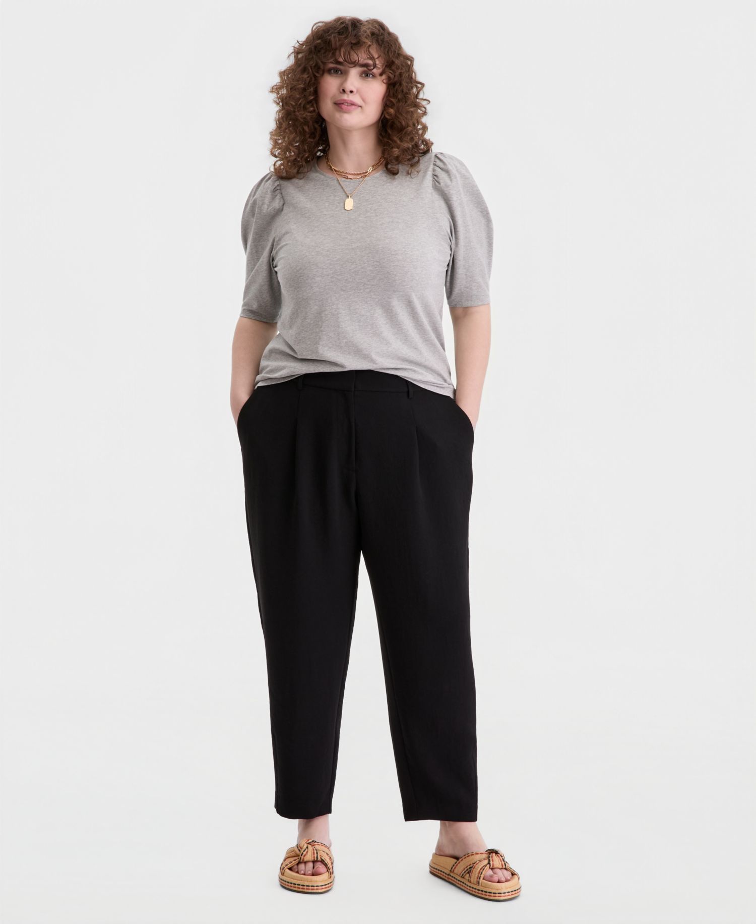Trendy Plus Size Barrel-Leg Pants
