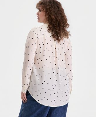 Trendy Plus Size Marjorie Dot Silky Shirt