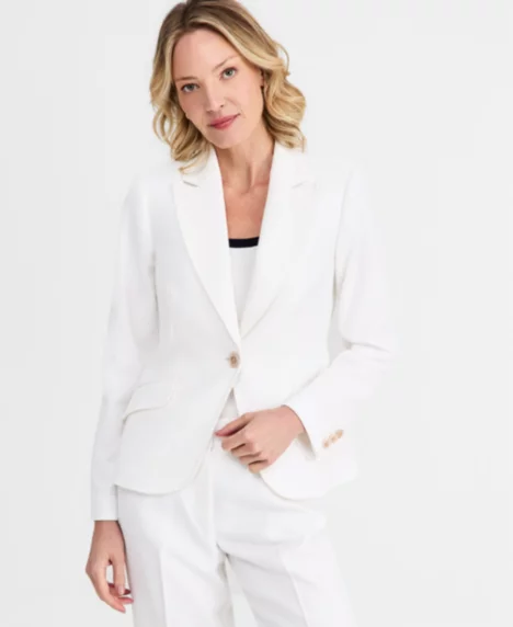 Petite Stretch One-Button Jacket - Ivory