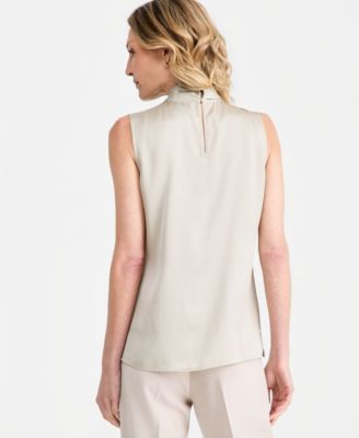 Women's Tie-Neck Hammered-Satin Top