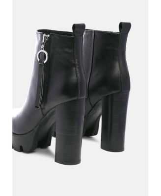 Womens High Heeled Leather Ankle Boot