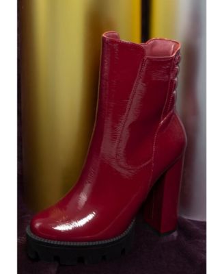 Womens High Key Collared High Heel Ankle Boot