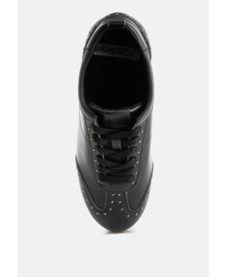 Womens Odaya Studded Real Soft Leather Sneakers