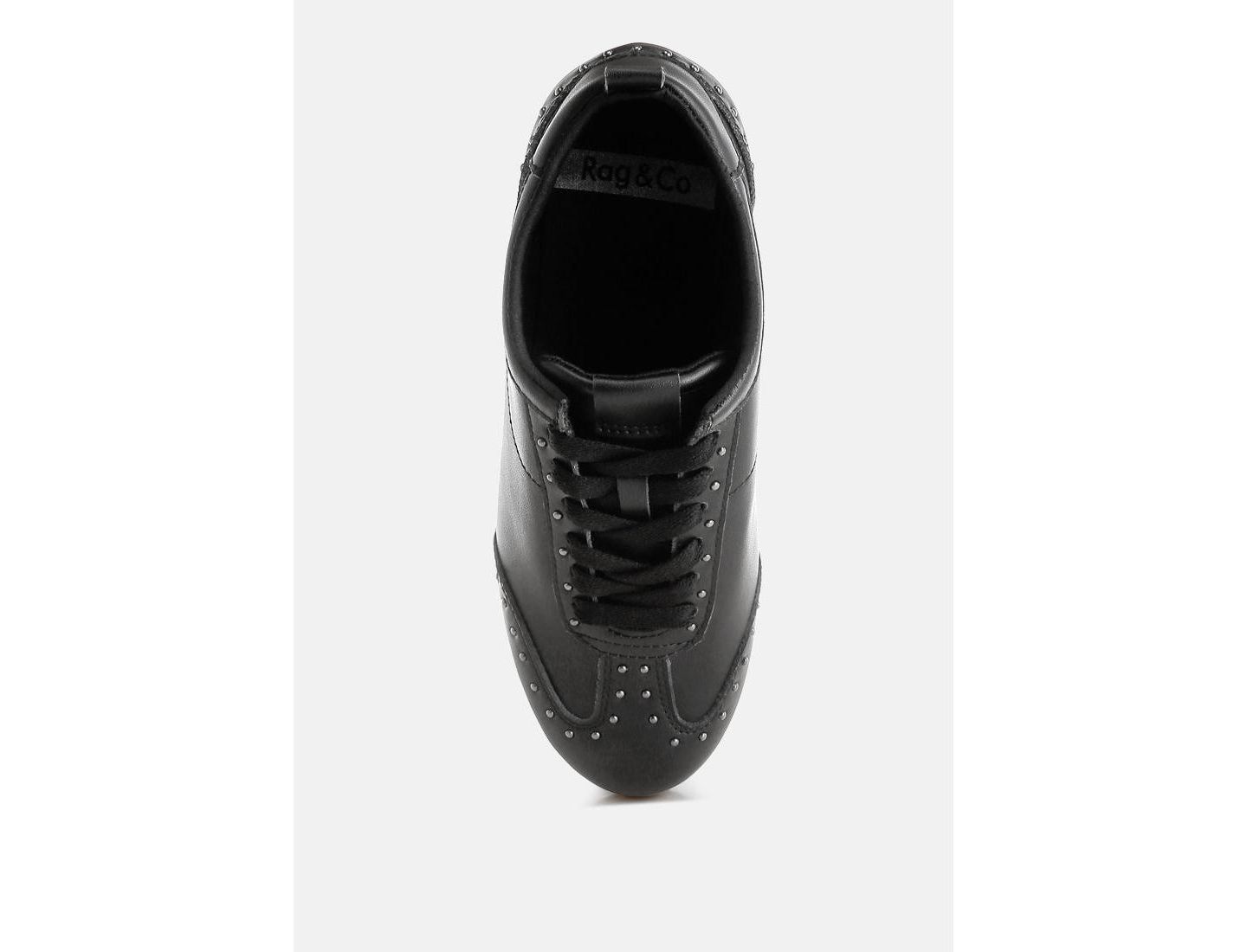 Женские кроссовки Rag & Co Odaya Studded Real Soft Leather, цвет: Чёрный — фото 5