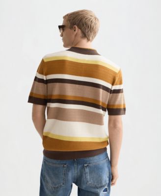 Men's Striped Knitted Polo Shirt